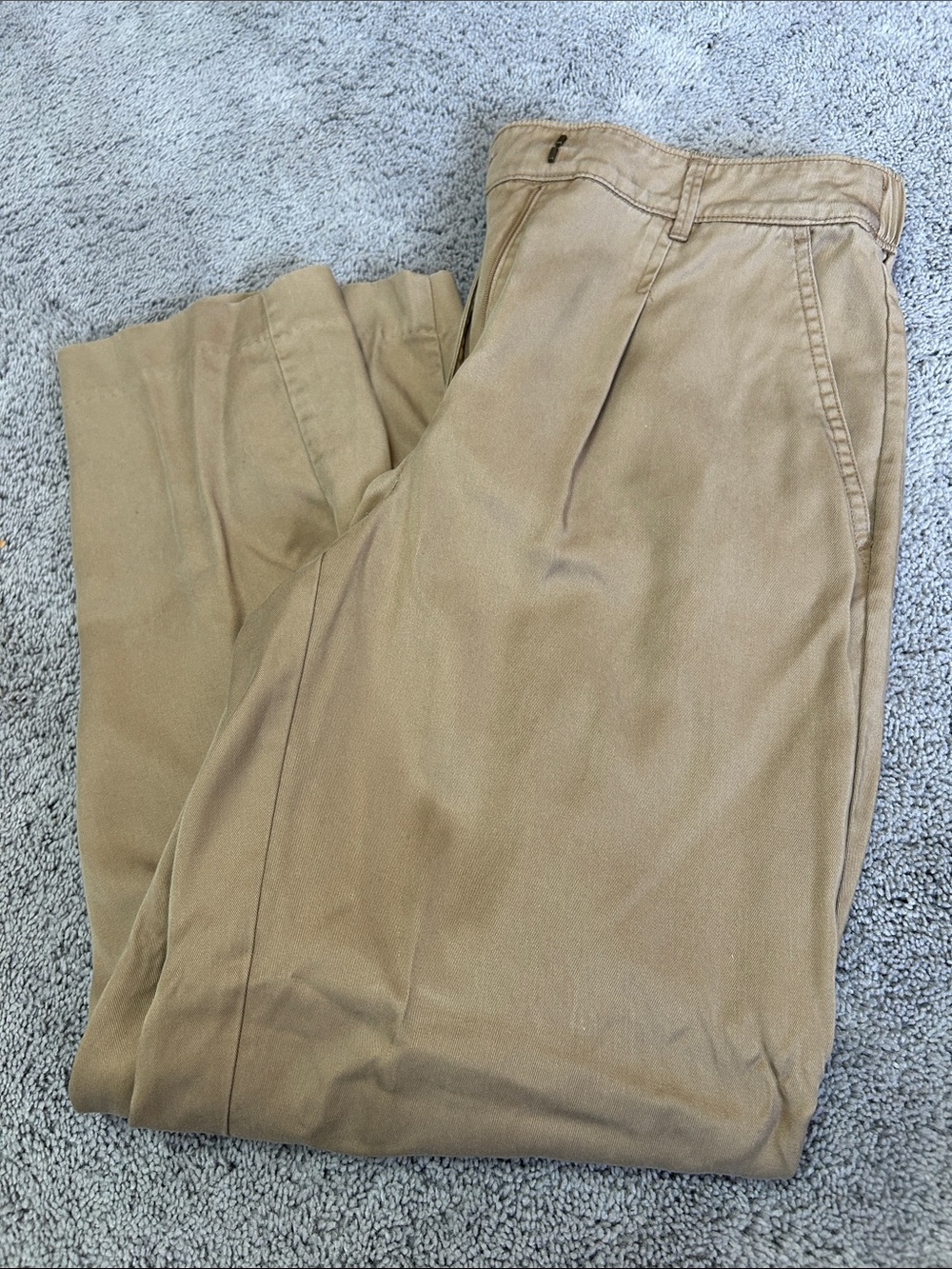 croft & barrow Tan Pleated Cropped Ankle Pants